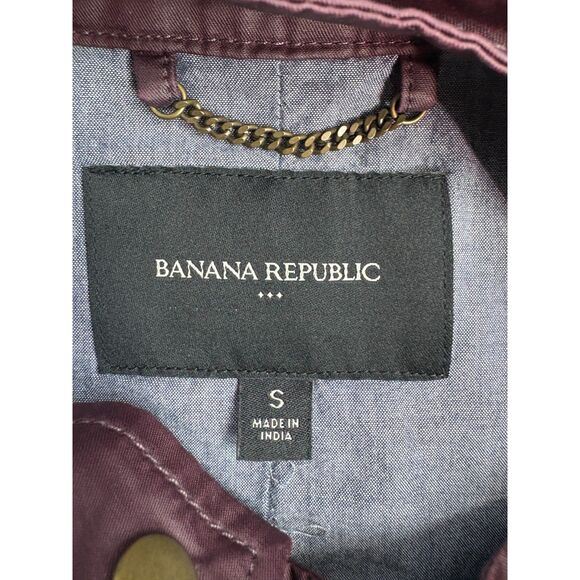 Banana Republic Waxed Burgundy Light Jacket Size S Utility Cotton Retro 90s 80s - Picture 9 of 12
